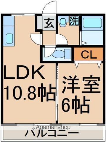 メゾンドグリーンヒル(1LDK/2階)の間取り写真
