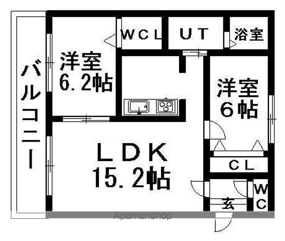 香風館弐番(2LDK/3階)の間取り写真