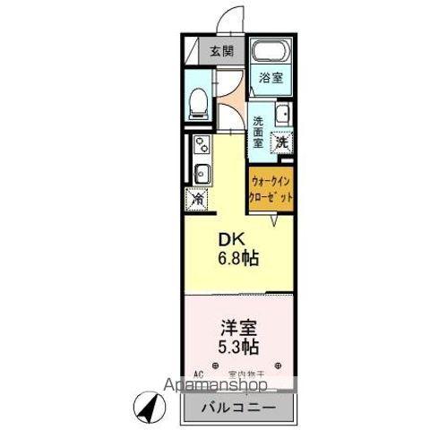 ポルトセレーノ(1DK/2階)の間取り写真