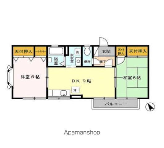 ヒルズ・ランドアイ(2DK/2階)の間取り写真