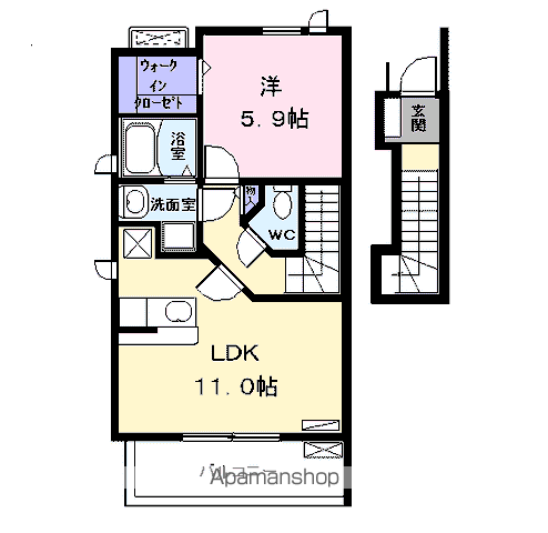 馬車道館(1LDK/2階)の間取り写真