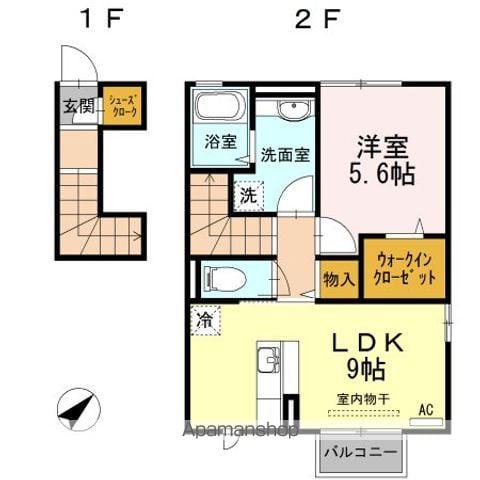 グランピュア A(1LDK/2階)の間取り写真