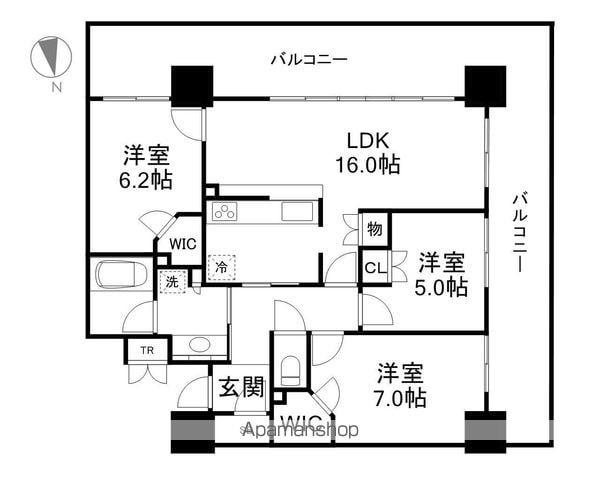 プラウドタワー大津(3LDK/22階)の間取り写真