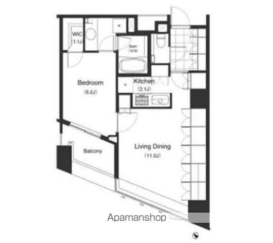 パークキューブ目黒タワー(1LDK/4階)の間取り写真