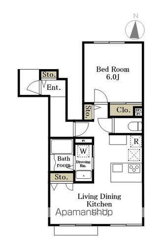 MAISON TINK(1LDK/1階)の間取り写真