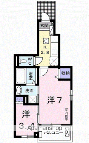 ソレアードさくら(2K/1階)の間取り写真