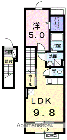 ラフレシール(1DK/2階)の間取り写真