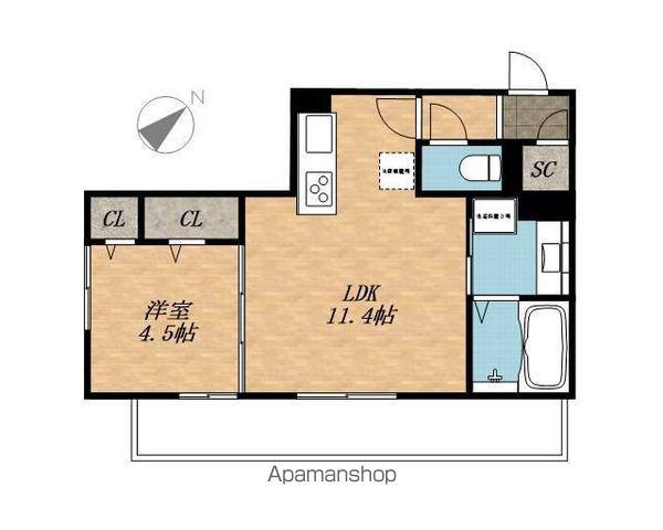 シャルール(1LDK/2階)の間取り写真