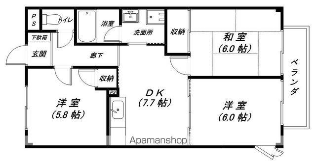 サラナフラット(3DK/2階)の間取り写真