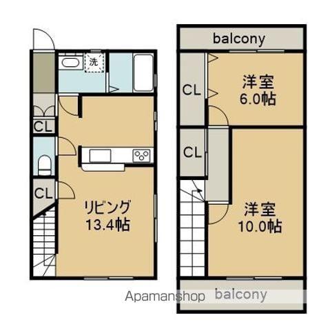 中央本線 神領駅 徒歩48分 2階建 築16年(2LDK)の間取り写真