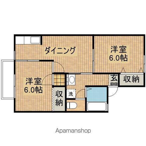 ハイタウン早川D棟(2DK/1階)の間取り写真