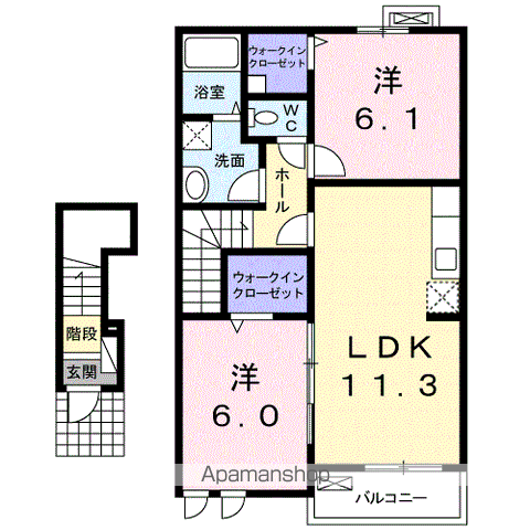 シーサイド・ヴィラ(2LDK/2階)の間取り写真
