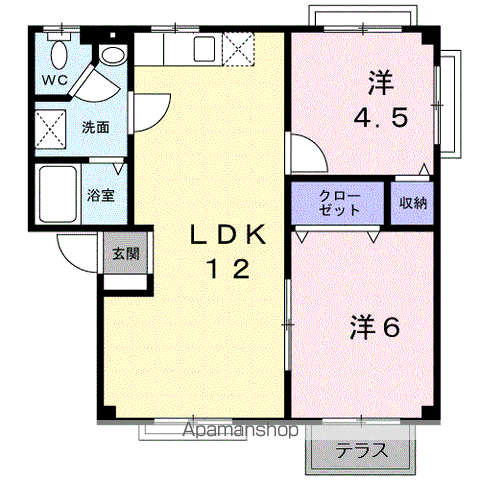 グリーンハイツ塚崎A(2LDK/1階)の間取り写真