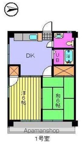 天山ハイツⅠ(2DK/4階)の間取り写真