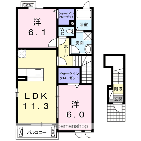 ルナパール(2LDK/2階)の間取り写真