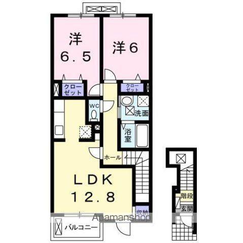 グランドソレイユA(2LDK/2階)の間取り写真
