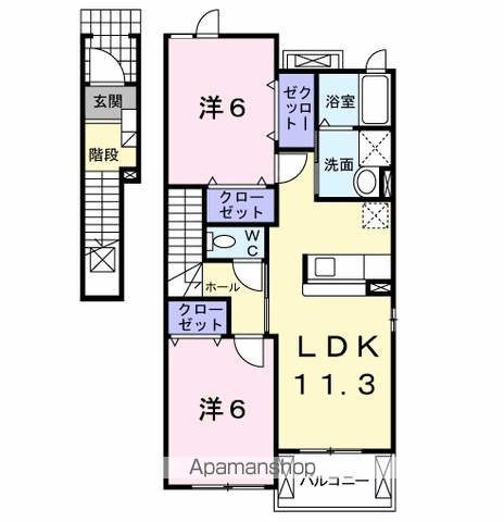 フル・マーク(2LDK/2階)の間取り写真
