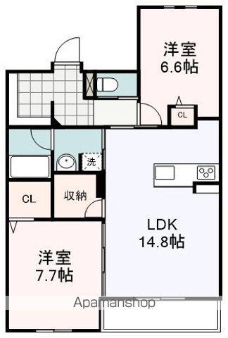グランデクレシタ馬渕(2LDK/1階)の間取り写真