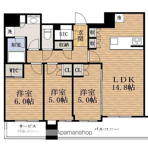 シエリアタワーNAKANOSHIMA(3LDK/35階)の間取り写真