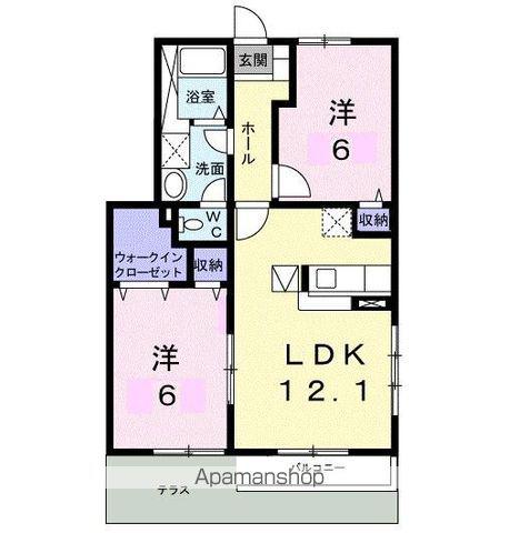 ヴィラージュⅠ(2LDK/1階)の間取り写真