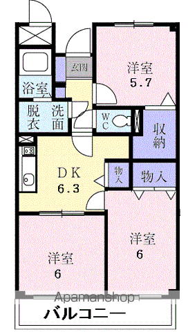 ストックパレス夏見台(3DK/1階)の間取り写真