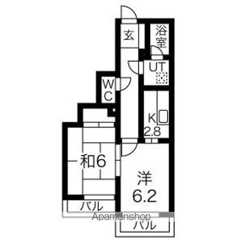 ラウムズ虹ヶ丘(2K/3階)の間取り写真