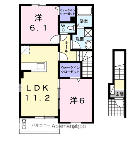 ヴェスティートⅢ(2LDK/2階)の間取り写真