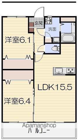 ジュネスⅡ(2LDK/3階)の間取り写真