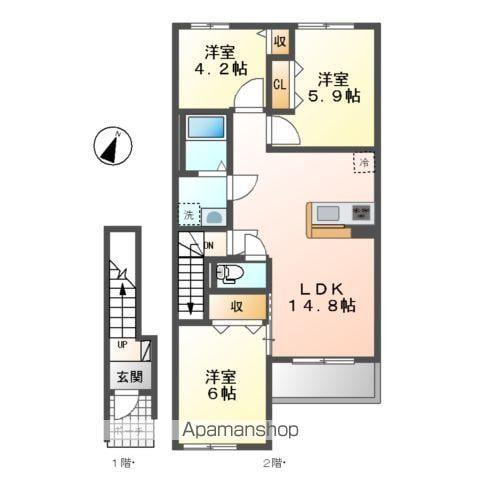 GLORIA BELL WOOD(3LDK/2階)の間取り写真