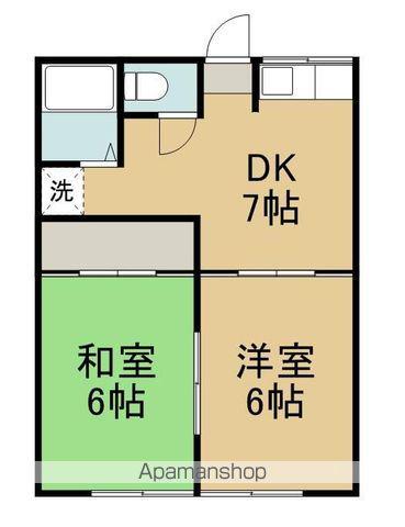 ファミール福室(2DK/1階)の間取り写真