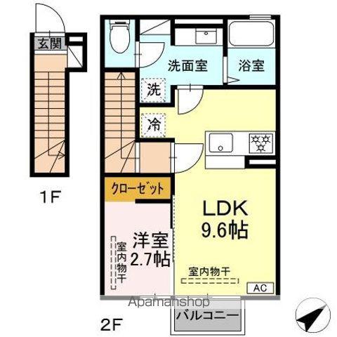 ピースヒルズ(1LDK/2階)の間取り写真
