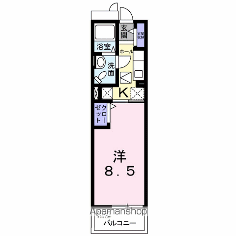 レガシーガーデンⅣA(1K/1階)の間取り写真