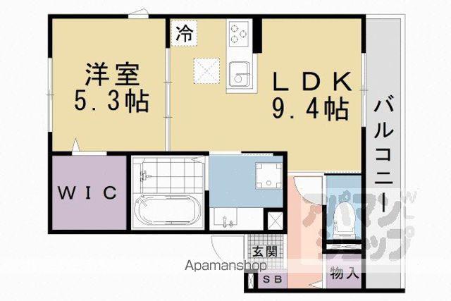 厨子奥若林町マンション(1LDK/1階)の間取り写真