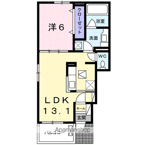 ラノ マリーボ Ⅱ(1LDK/1階)の間取り写真