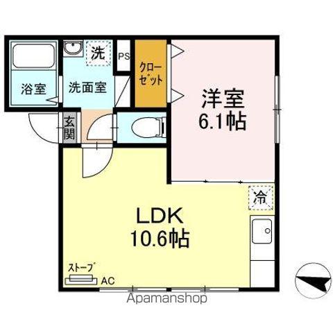 メイユール花園(1LDK/1階)の間取り写真