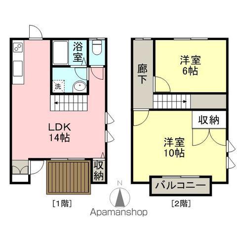 ベルリード・トミオカ(2LDK/2階)の間取り写真