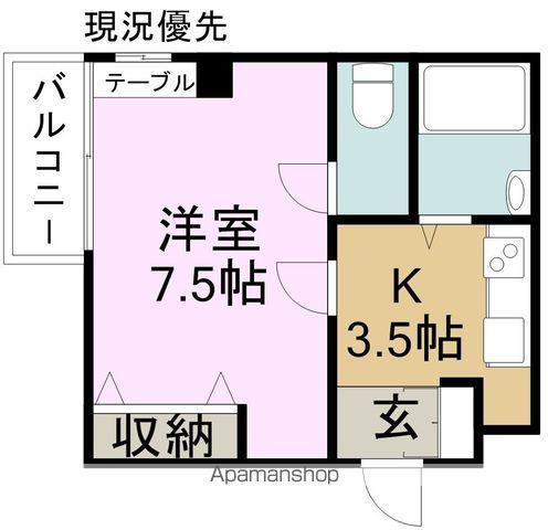 ルーエ霞町(1K/6階)の間取り写真