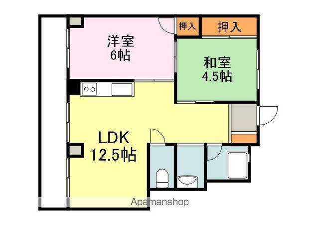 ハイツ蔵王 3号棟(2LDK/3階)の間取り写真
