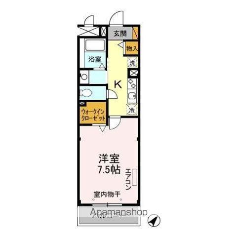ラフィネおおたかの森(1K/2階)の間取り写真