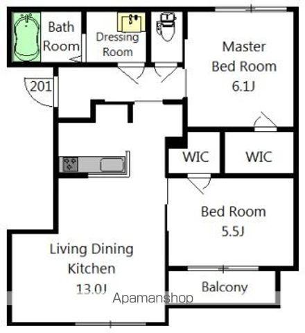 スリーエイトナインII(2LDK/2階)の間取り写真