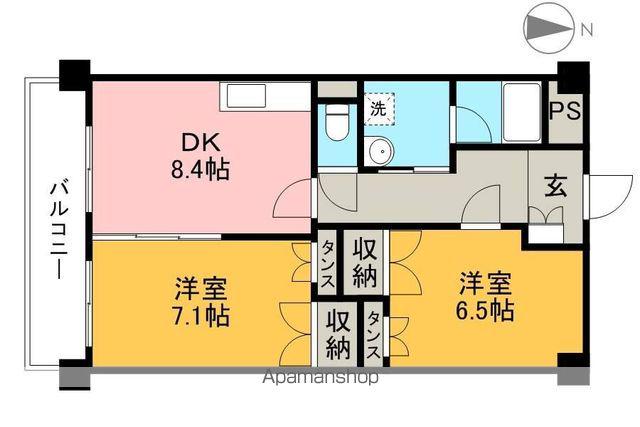 ノースリバーⅡ(2DK/1階)の間取り写真