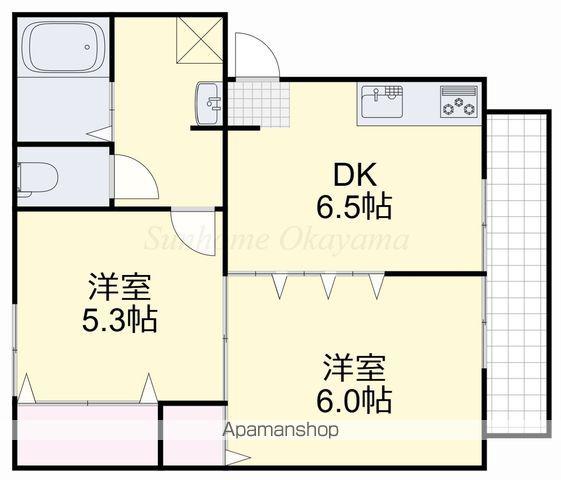 サンセール下中野(2DK/1階)の間取り写真