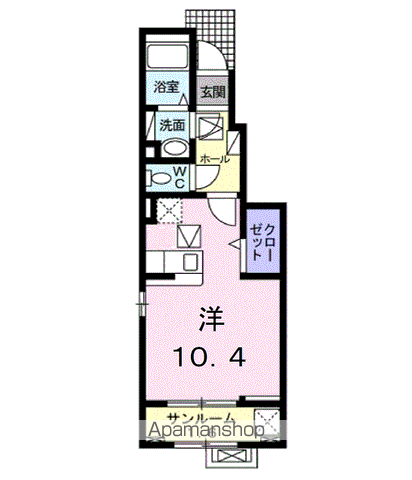 アプレ プリエ Ⅱ(ワンルーム/1階)の間取り写真