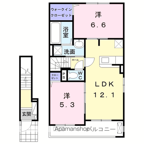 スタンドリバーⅠ(2LDK/2階)の間取り写真