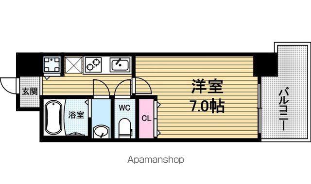グラマシー心斎橋東(1K/11階)の間取り写真