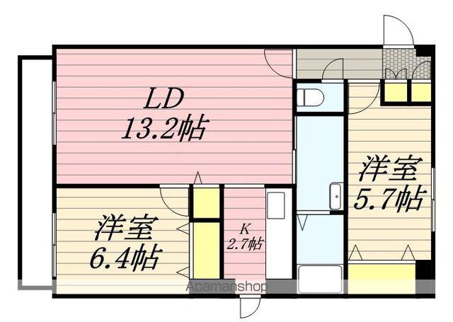 アイマール川沿(2LDK/1階)の間取り写真