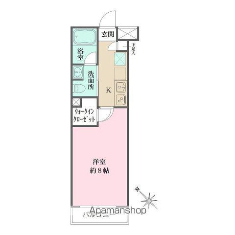 ベルフェリーク西小山(1K/2階)の間取り写真