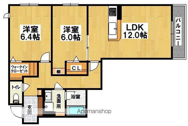 GRANDIR ウエスト(2LDK/3階)の間取り写真