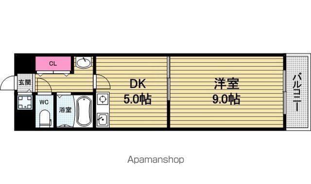グリーンプラザ瓦町(1DK/6階)の間取り写真