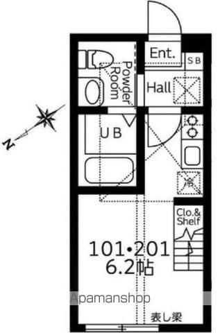 ハーミットクラブハウス井土ヶ谷3A号棟(ワンルーム/2階)の間取り写真